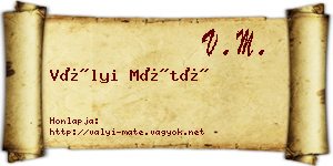 Vályi Máté névjegykártya