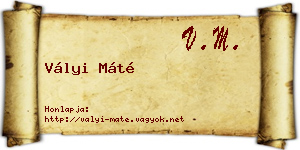 Vályi Máté névjegykártya